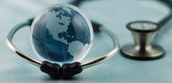 Picture of globe with doctor's stethoscope